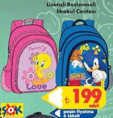 LİSANSLI BESLENMELİ İLKOKUL ÇANTASI LİSANSLI BESLENMELİ İLKOKUL ÇANTASI